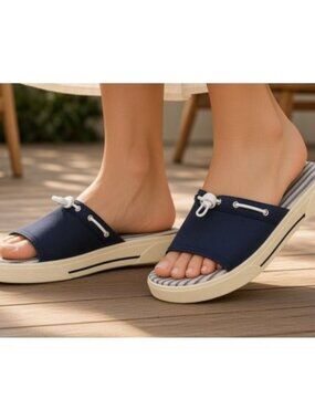 AVON Blue Nautical Slide Sandals Ladies Size 8